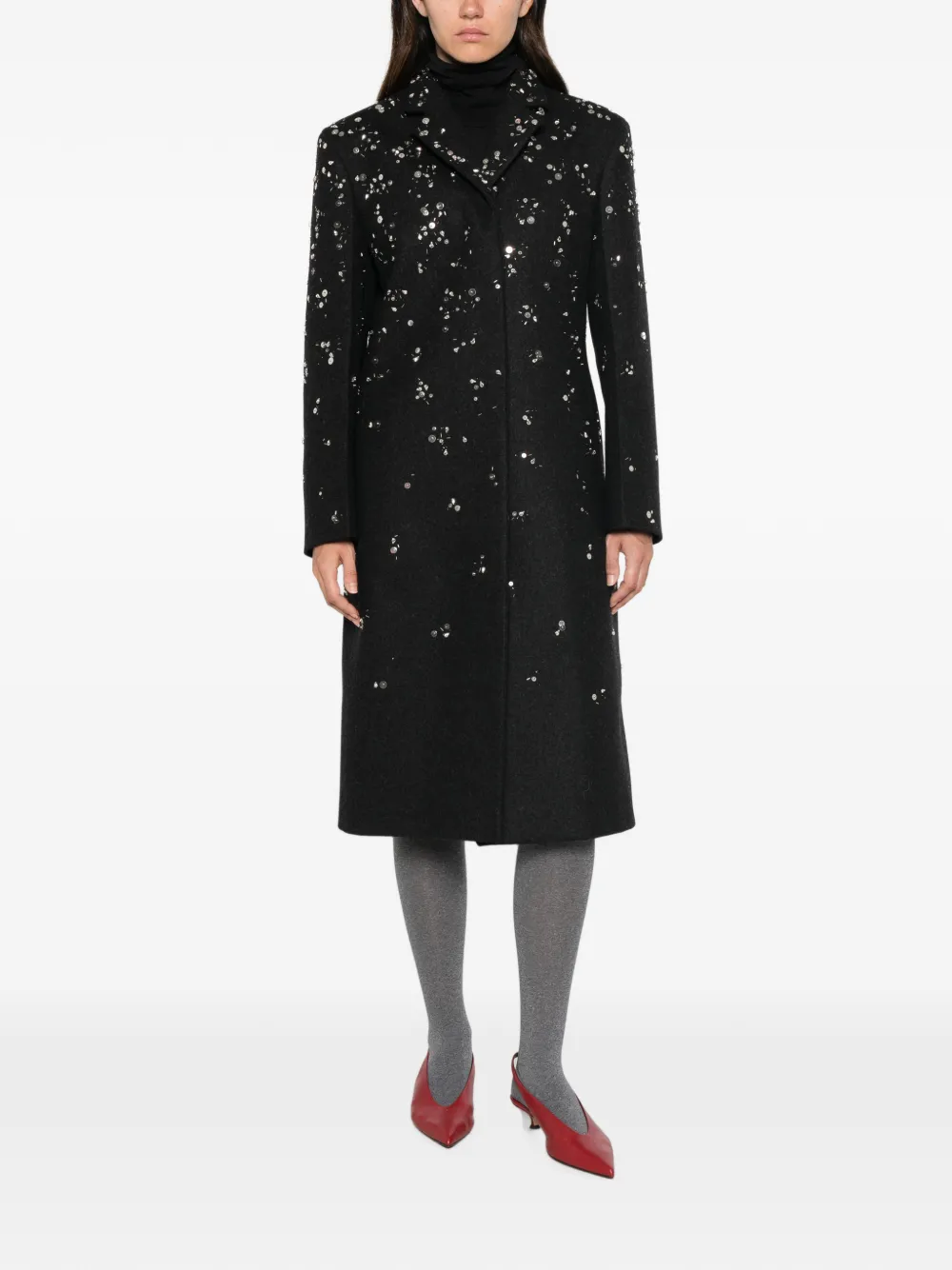 Jil Sander belted wool coat Zwart