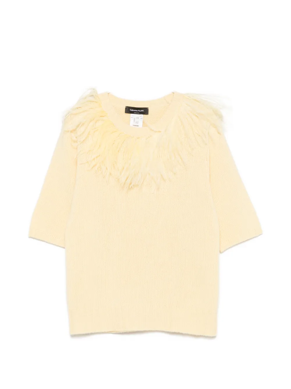 Fabiana Filippi feather-trim short-sleeve sweater - Gelb