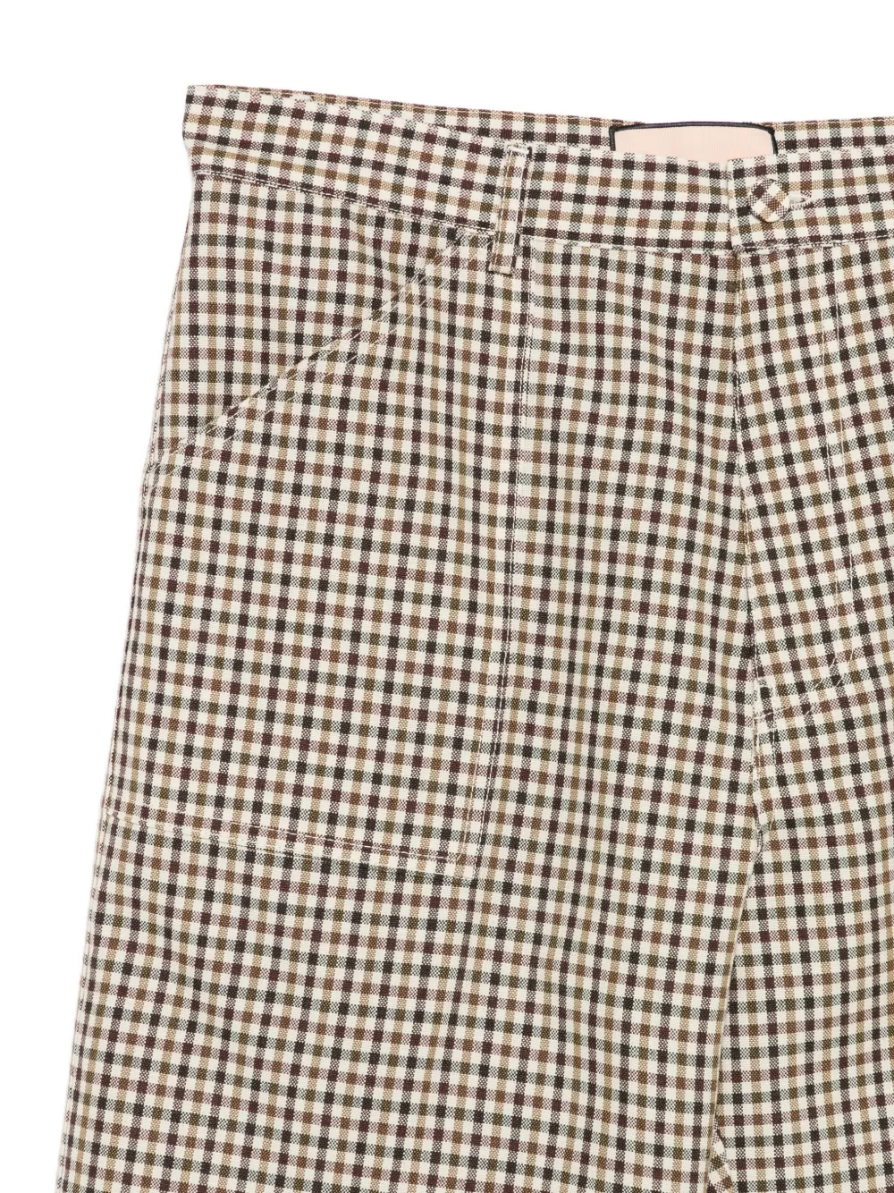 Plan C Geruite wollen broek Beige