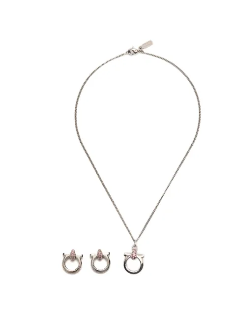 Ferragamo Pre-Owned set de pendientes y collar Gancini 1980