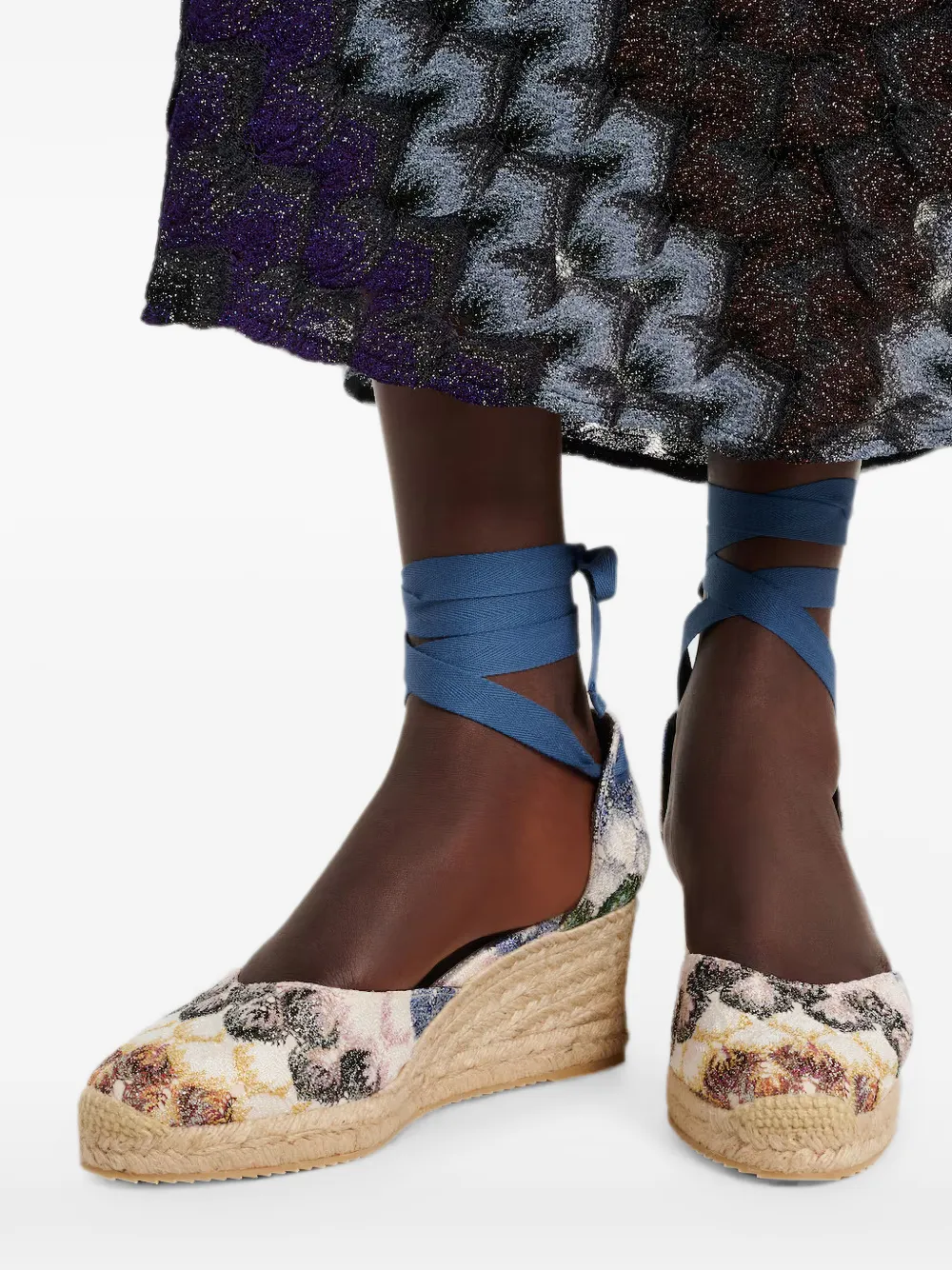 Missoni zigzag-knit tie-fastening espadrilles Wit