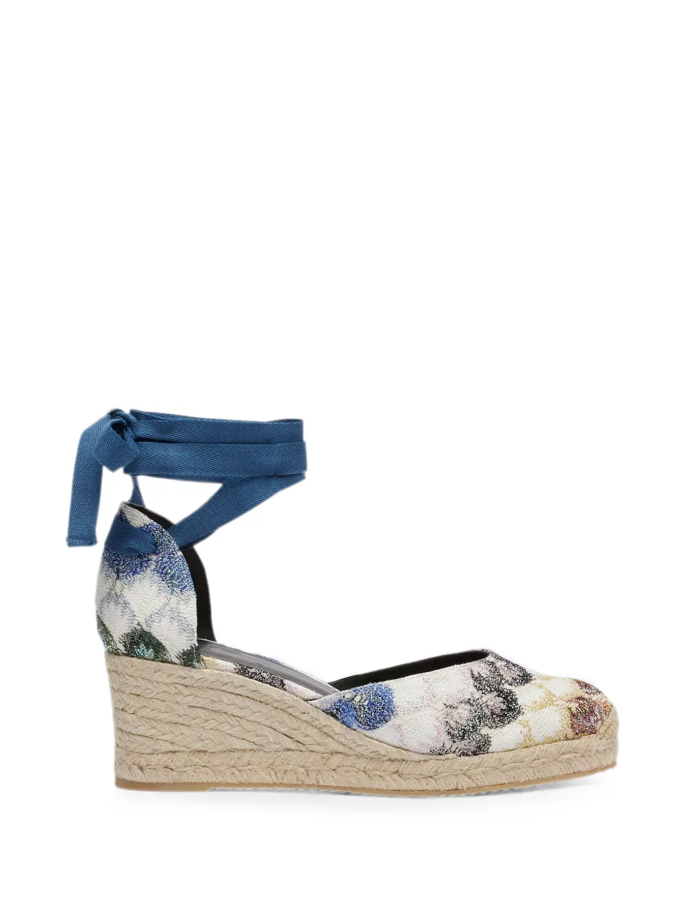 Missoni zigzag-knit tie-fastening espadrilles Wit