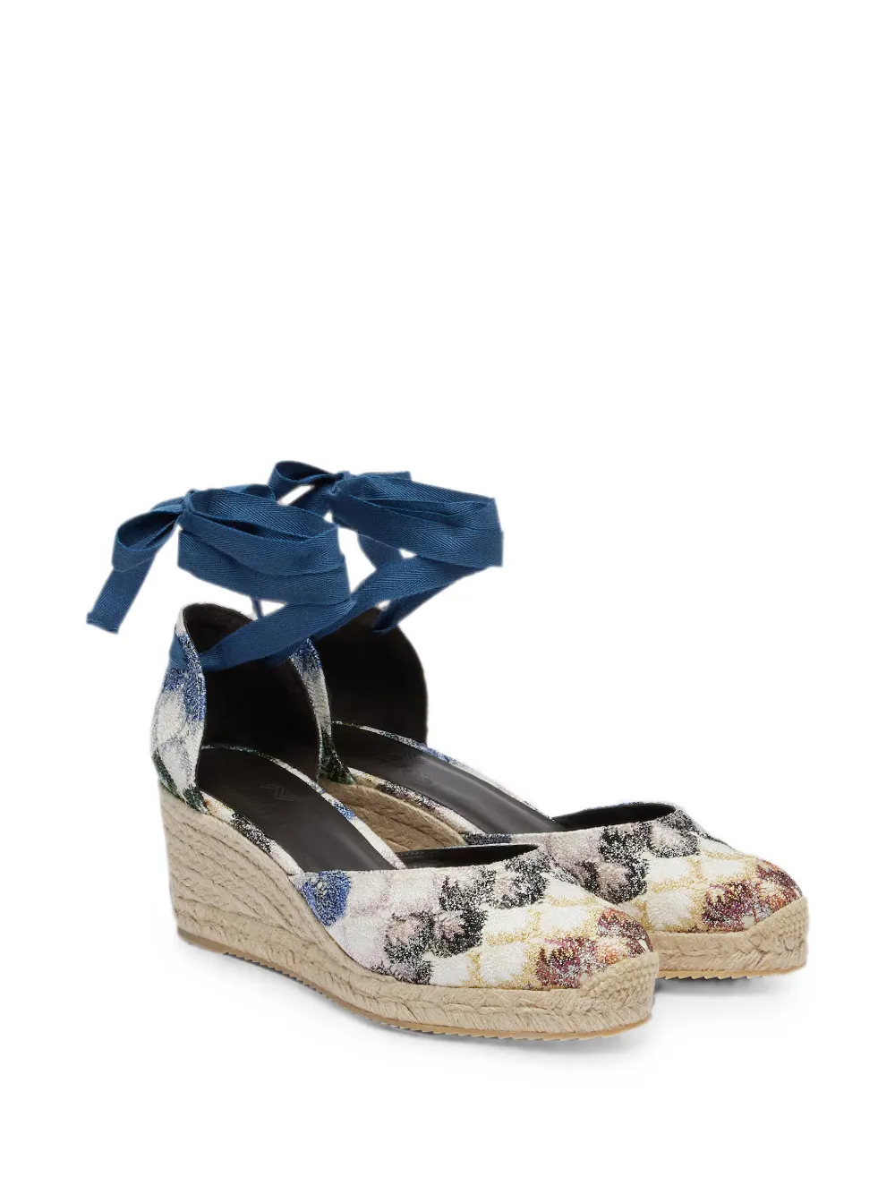 Missoni zigzag-knit tie-fastening espadrilles Wit