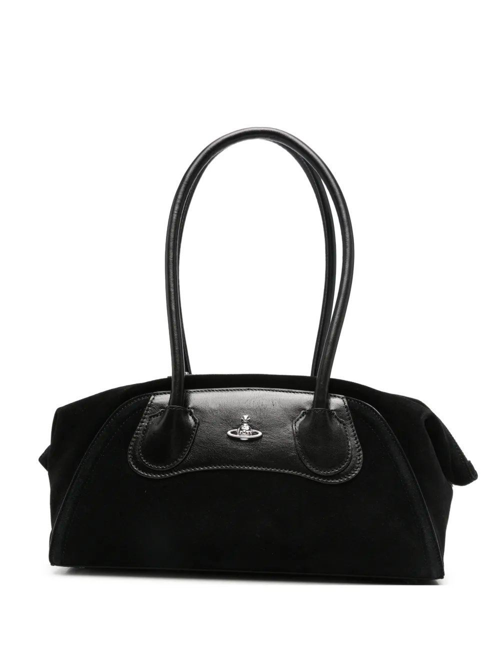 Vivienne Westwood Borsa a spalla Orb con inserti in pelle scamosciata - Nero