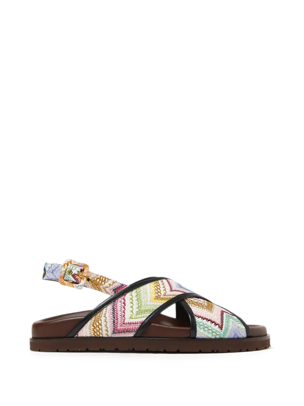 Missoni zigzag-knit crossover sandals Beige