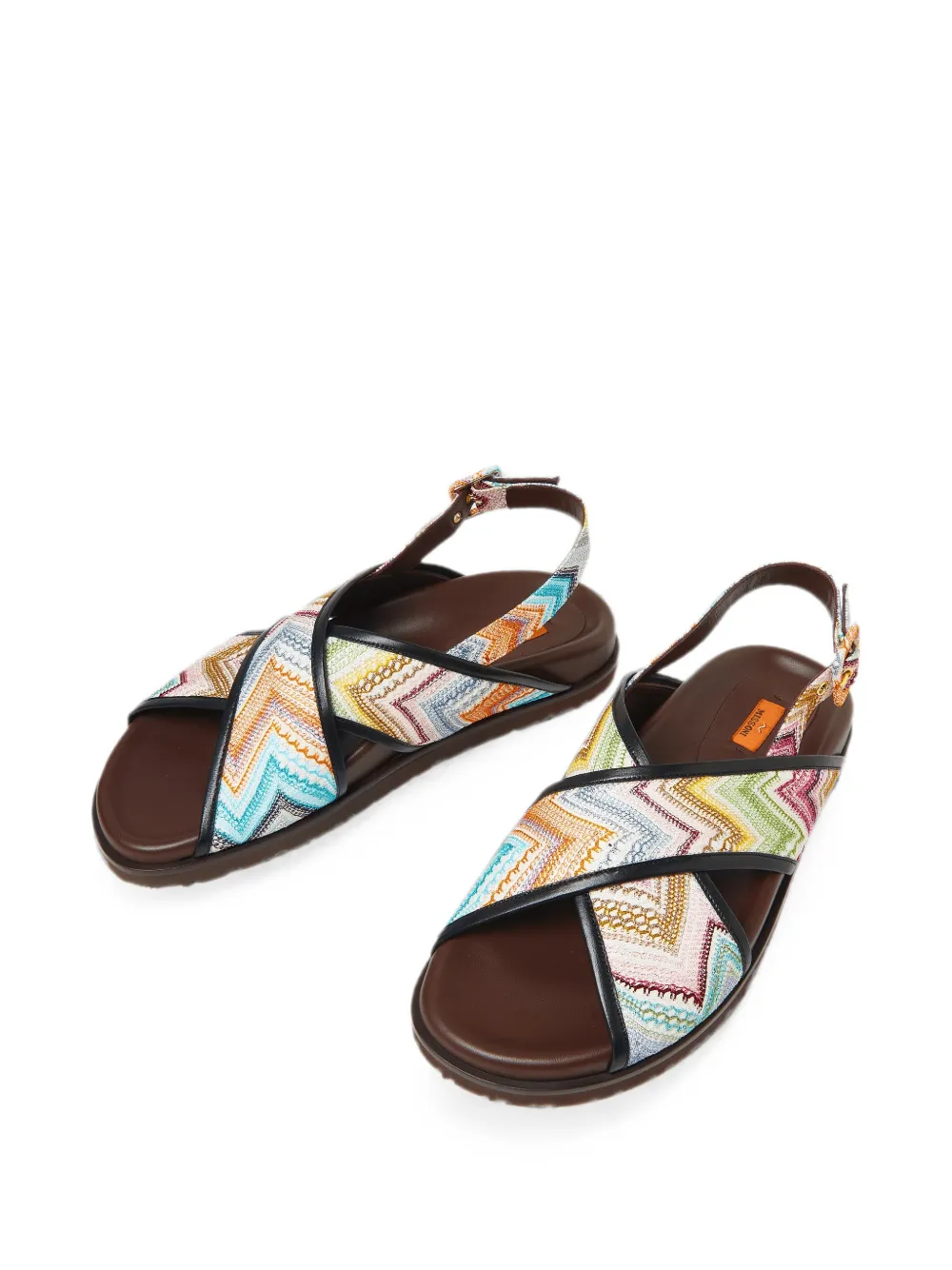 Missoni zigzag-knit crossover sandals Beige