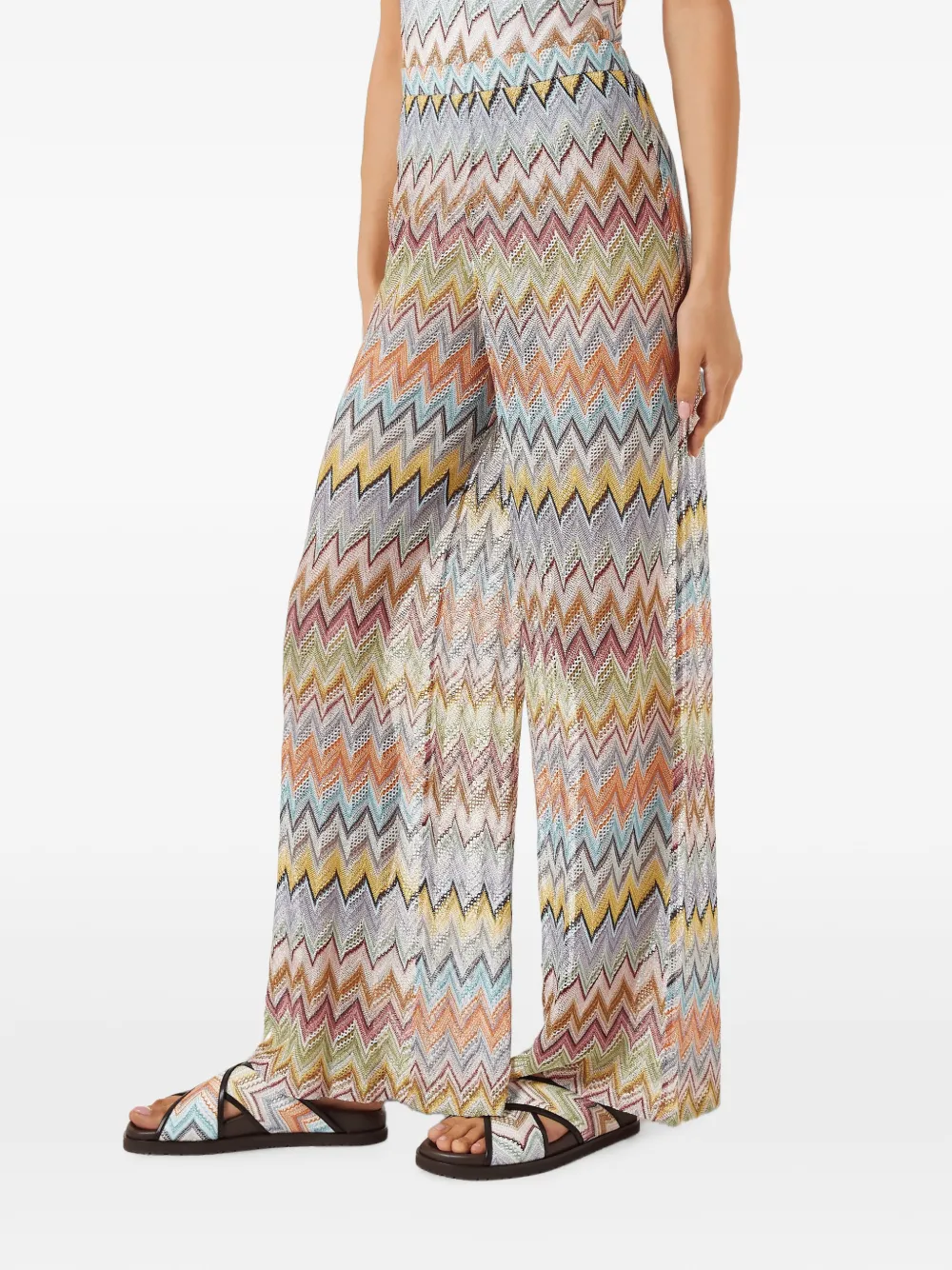 Missoni zigzag-knit crossover sandals Beige