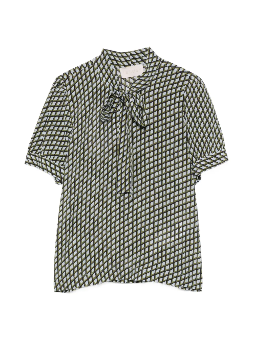 I BLUES geometric-print pussy-bow-collar blouse