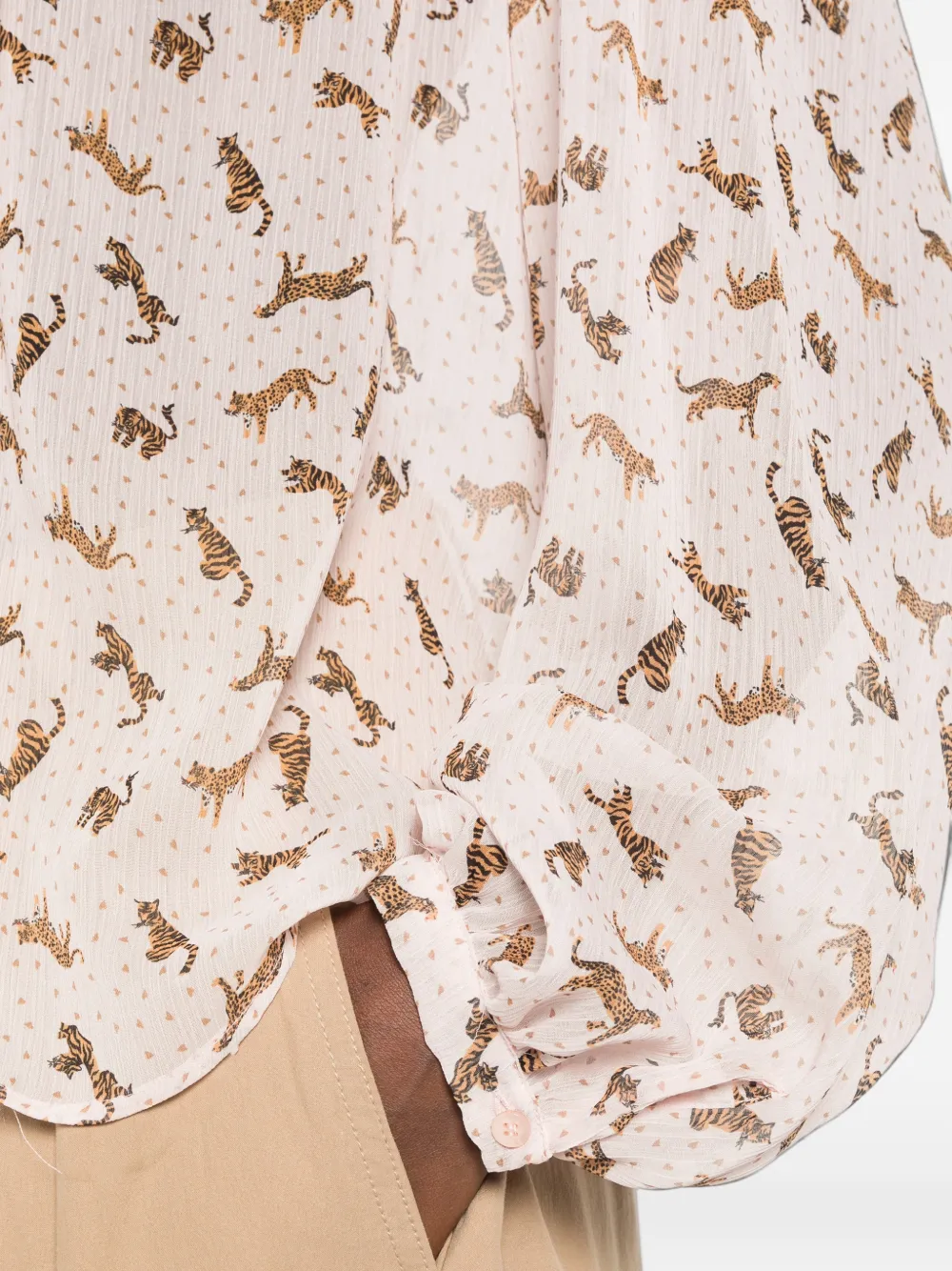 I BLUES Blouse met dierenprint en strikkraag Roze
