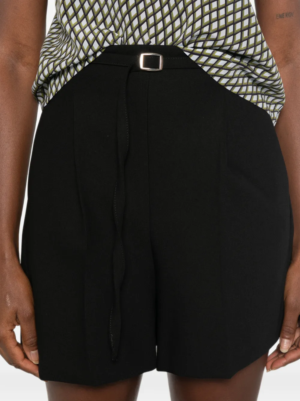 I BLUES Geplooide shorts met riem Zwart