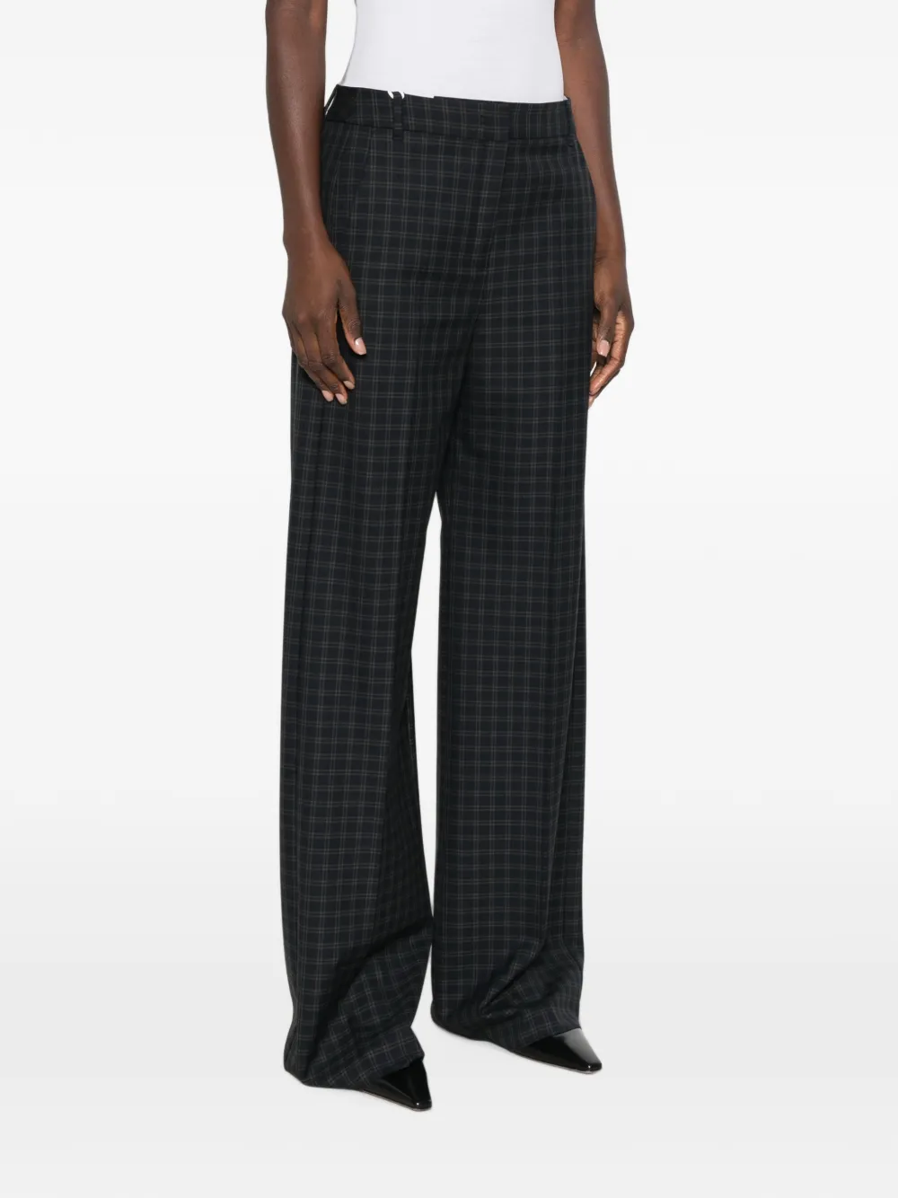 I BLUES Broek met tartan ruit en wijde pijpen Blauw