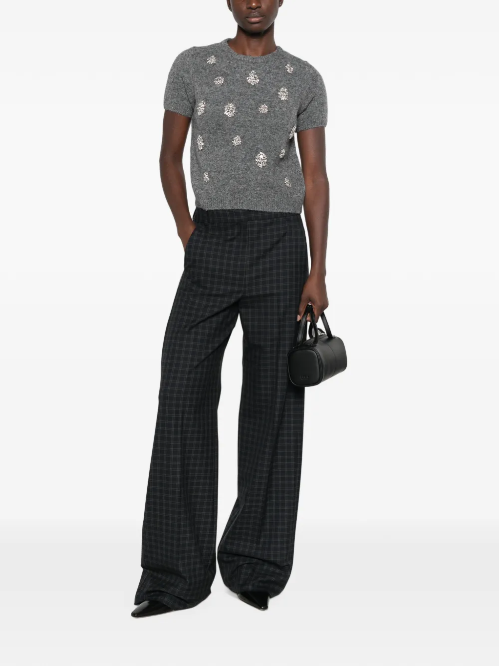 I BLUES Broek met tartan ruit en wijde pijpen Blauw