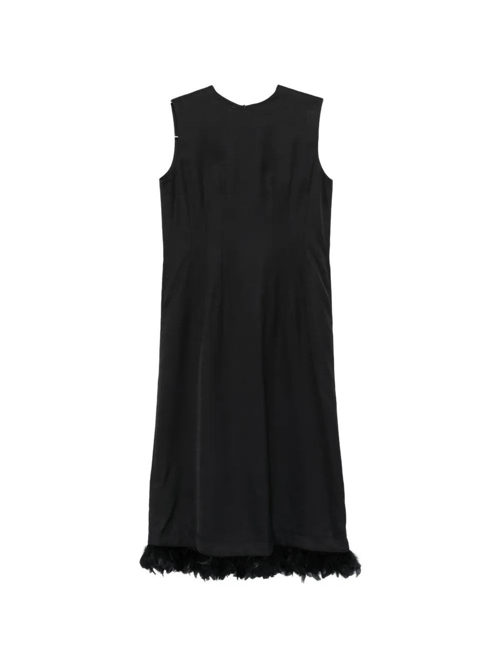 Plan C feather-trim sleeveless maxi dress - Schwarz
