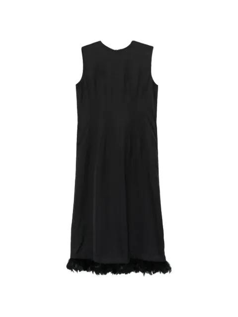 Plan C feather-trim sleeveless maxi dress
