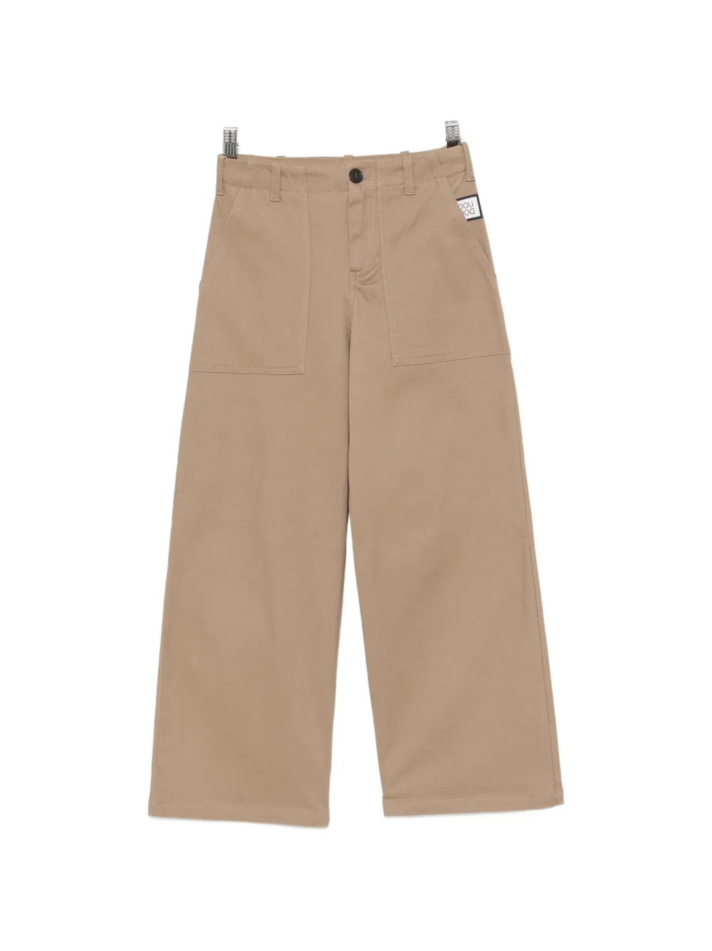 Douuod Kids logo-patch wide-leg trousers - Toni neutri