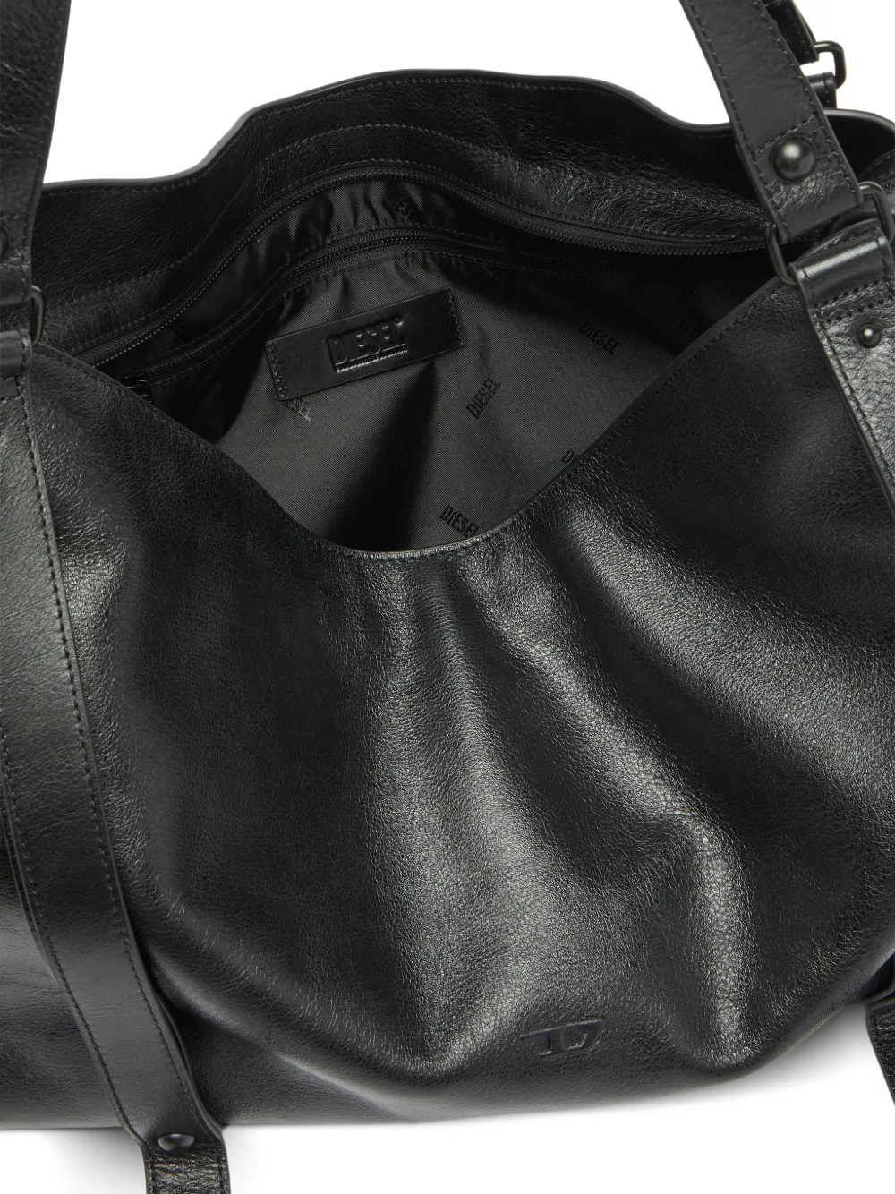 Diesel D-One-Large leren tas met handvat Zwart
