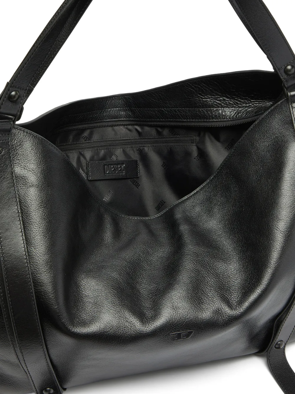 Diesel D-One-Duffle leren tas Zwart