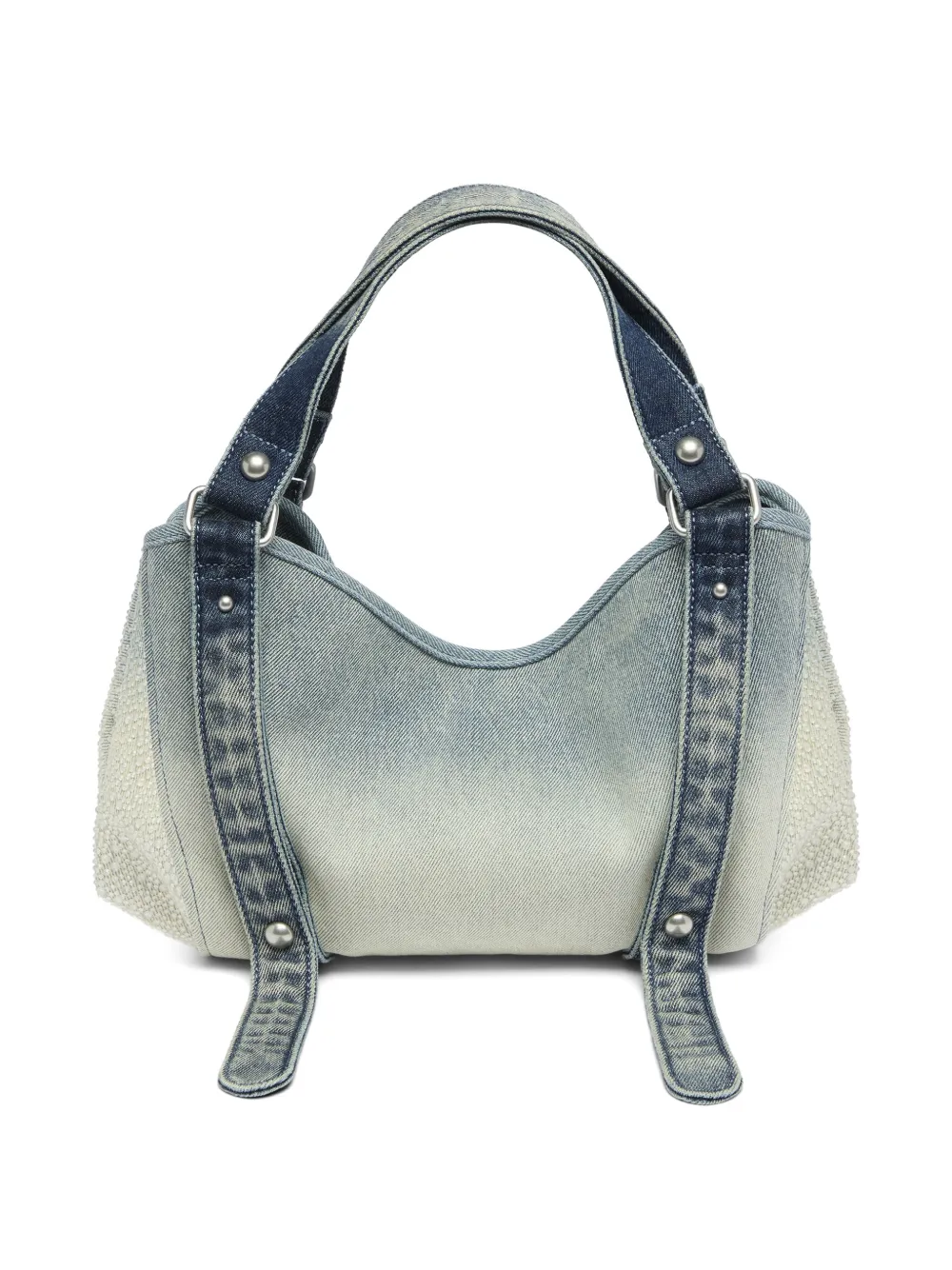 Diesel D-One kleine denim tas met handvat en kristallen Blauw