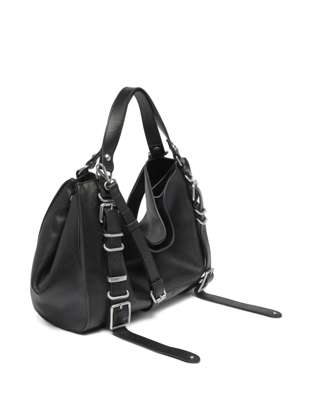 Diesel D-One-Medium tas van behandeld leer met handvat Zwart