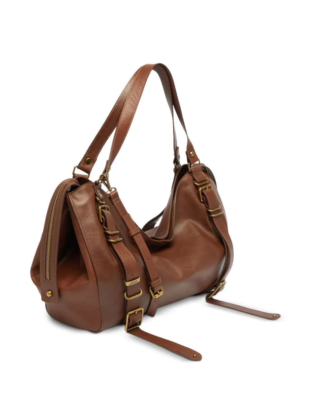 Diesel D-One-Large leren tas met handvat Bruin