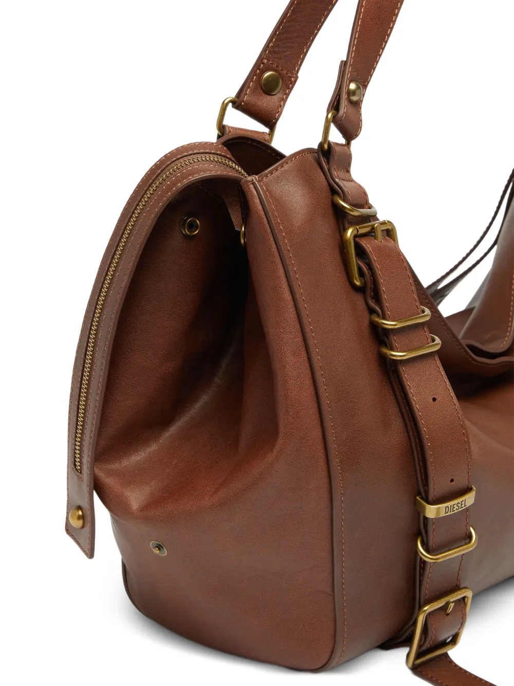 Diesel D-One-Large leren tas met handvat Bruin