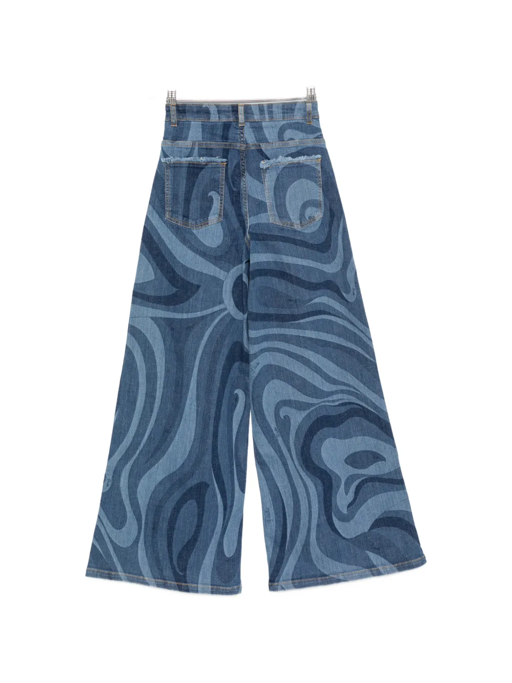 PUCCI Junior Jeans met wijde pijpen en print Blauw