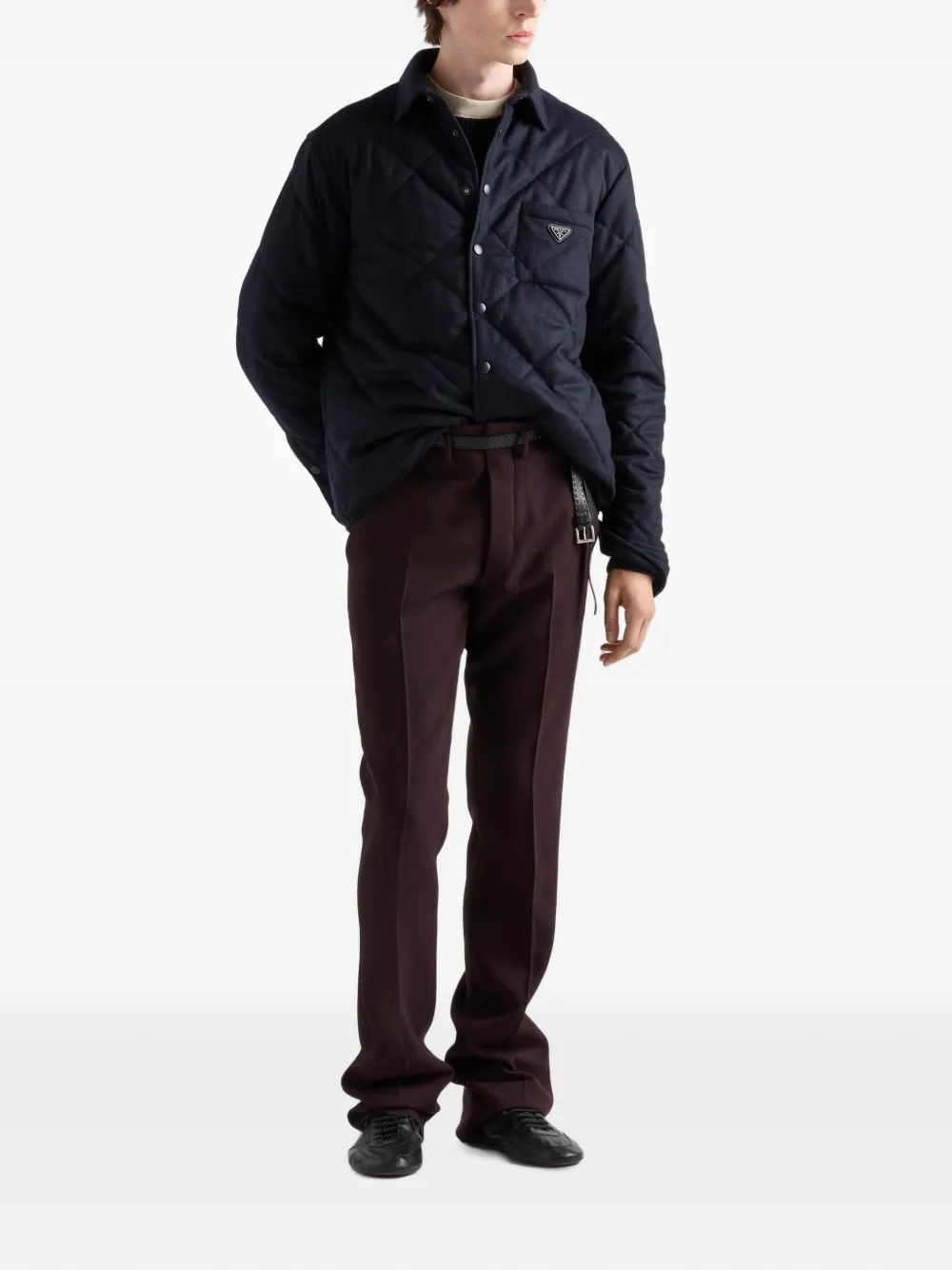 Prada Gewatteerd kasjmier overhemd Blauw