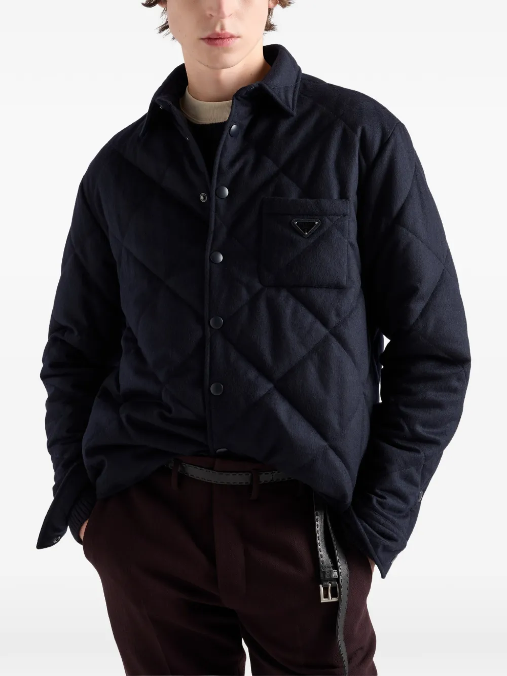 Prada Gewatteerd kasjmier overhemd Blauw