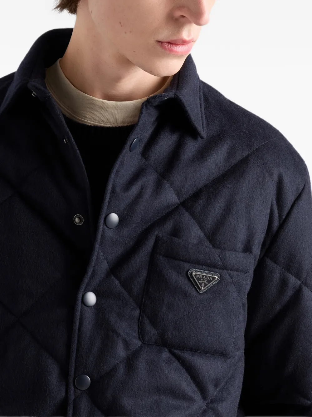 Prada Gewatteerd kasjmier overhemd Blauw