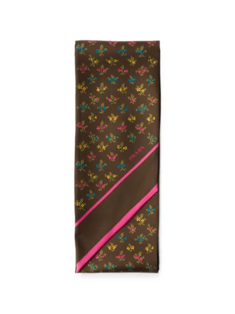 Prada printed silk twill skinny scarf