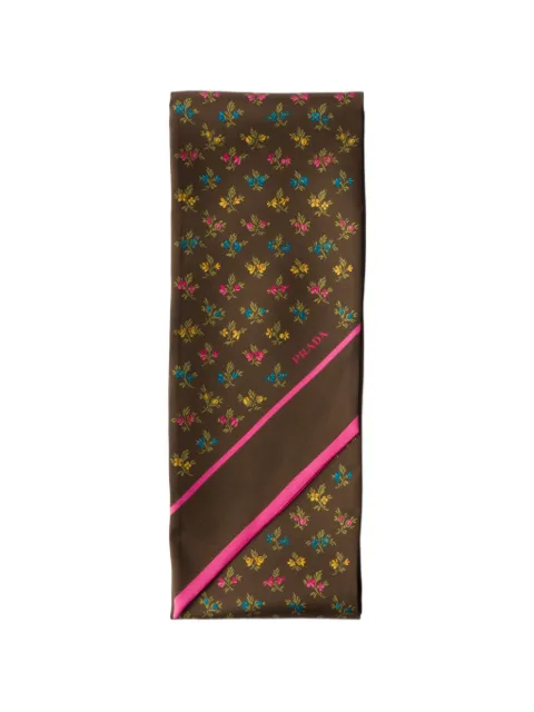 Prada printed silk twill skinny scarf