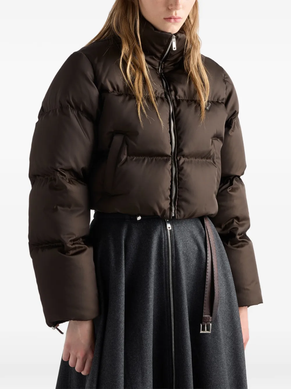 Prada Re-Nylon cropped donsjack Bruin