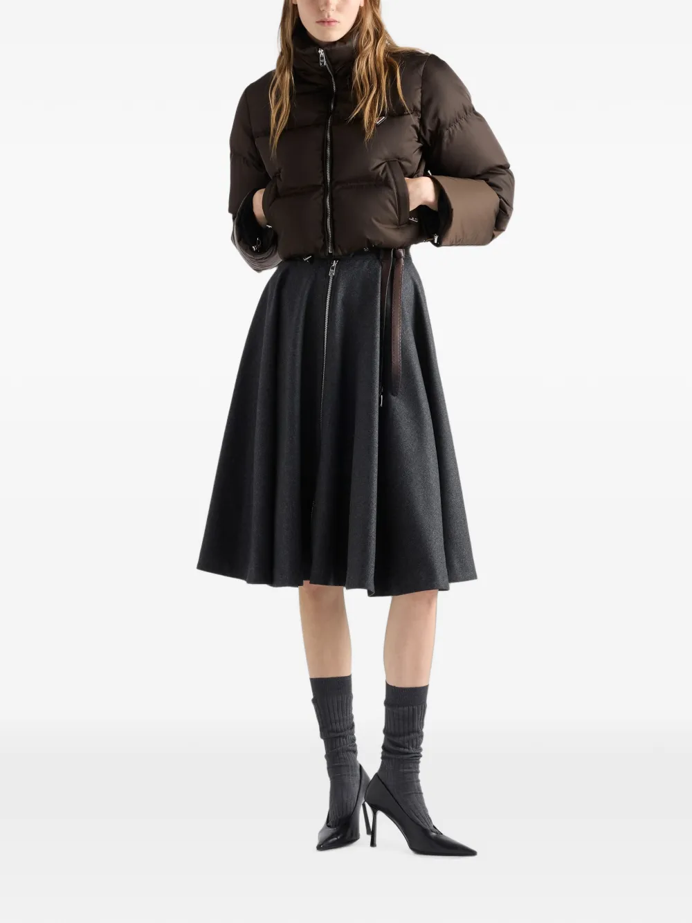 Prada Re-Nylon cropped donsjack Bruin