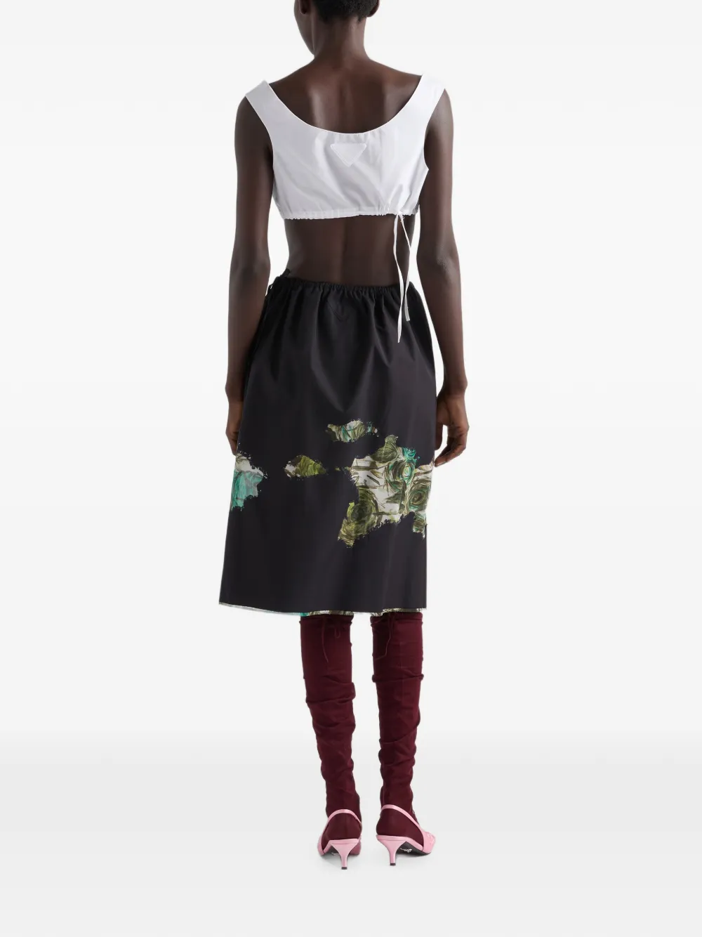 Prada Devoré popeline midi-rok Zwart