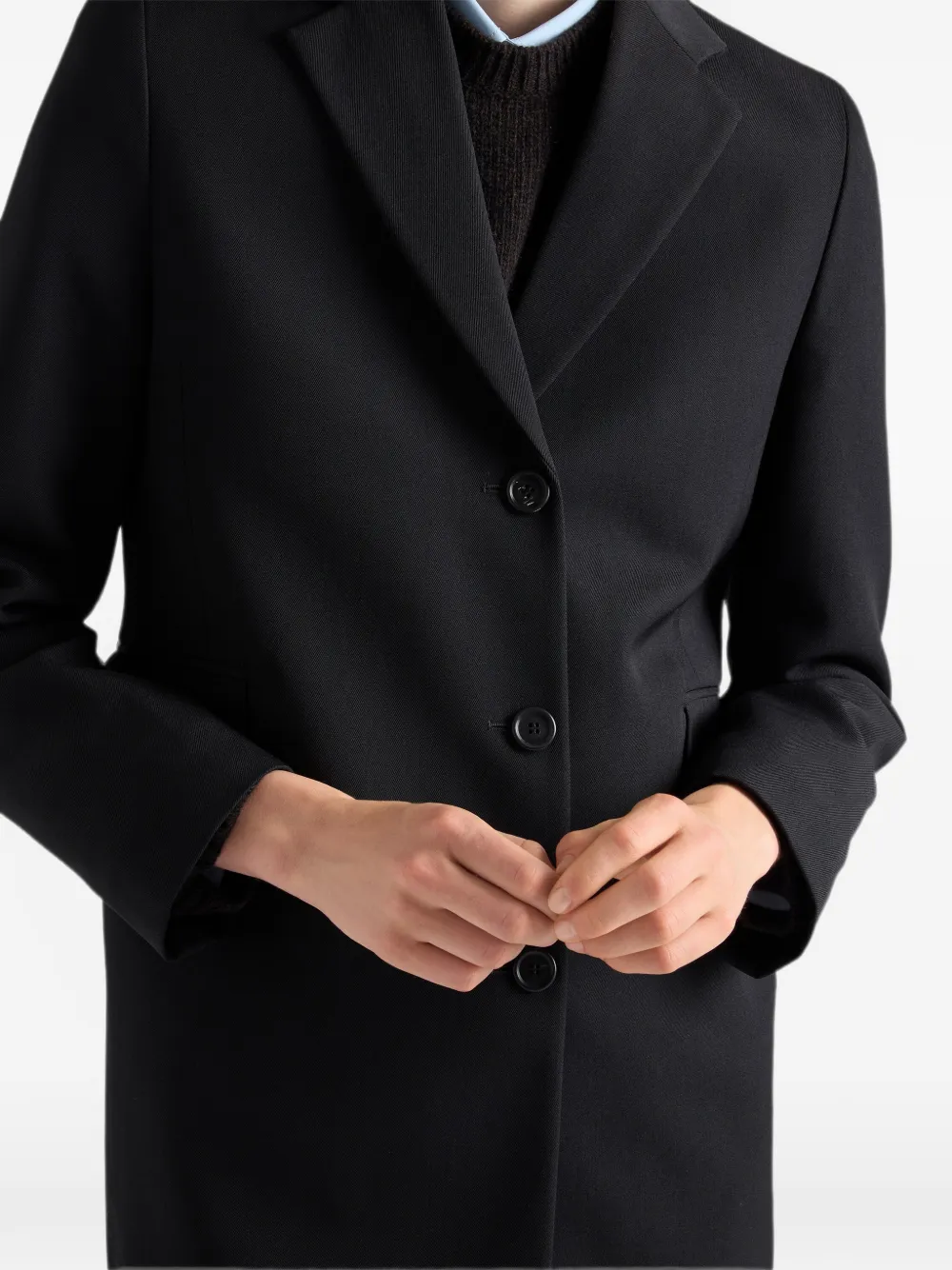 Prada Gabardine jack met enkele rij knopen Zwart
