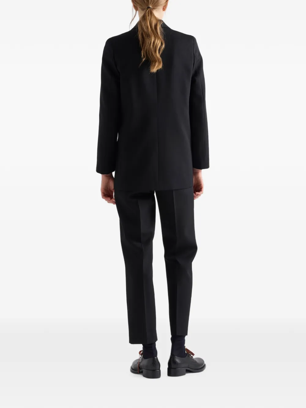 Prada Gabardine jack met enkele rij knopen Zwart