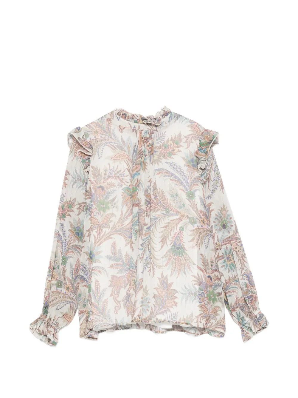 ETRO KIDS Shirt met paisley-print en ruches Beige