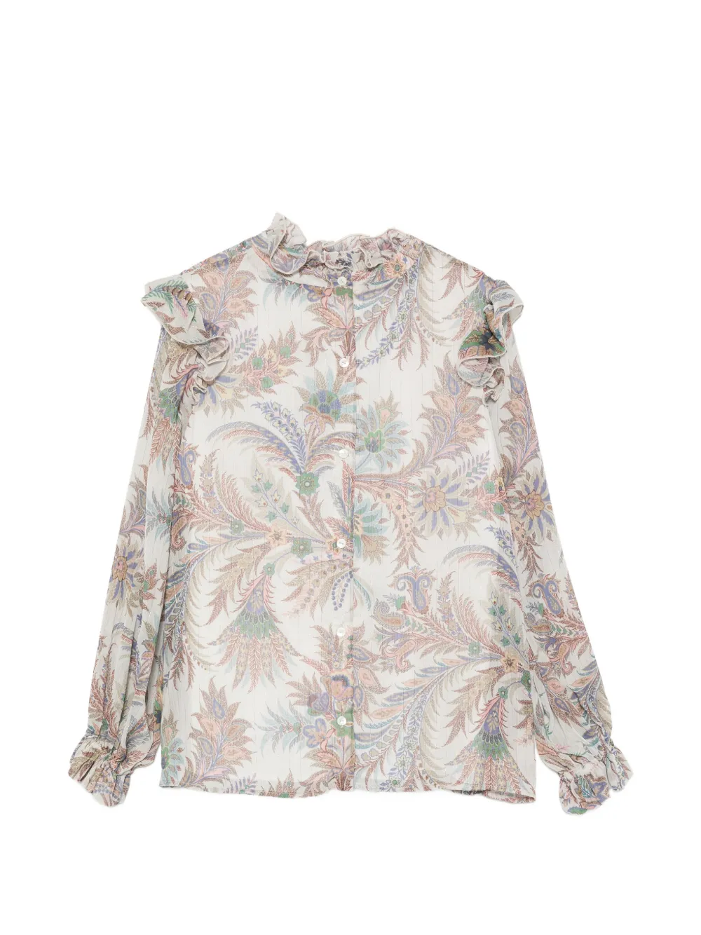 ETRO KIDS paisley-print ruffled blouse - Toni neutri