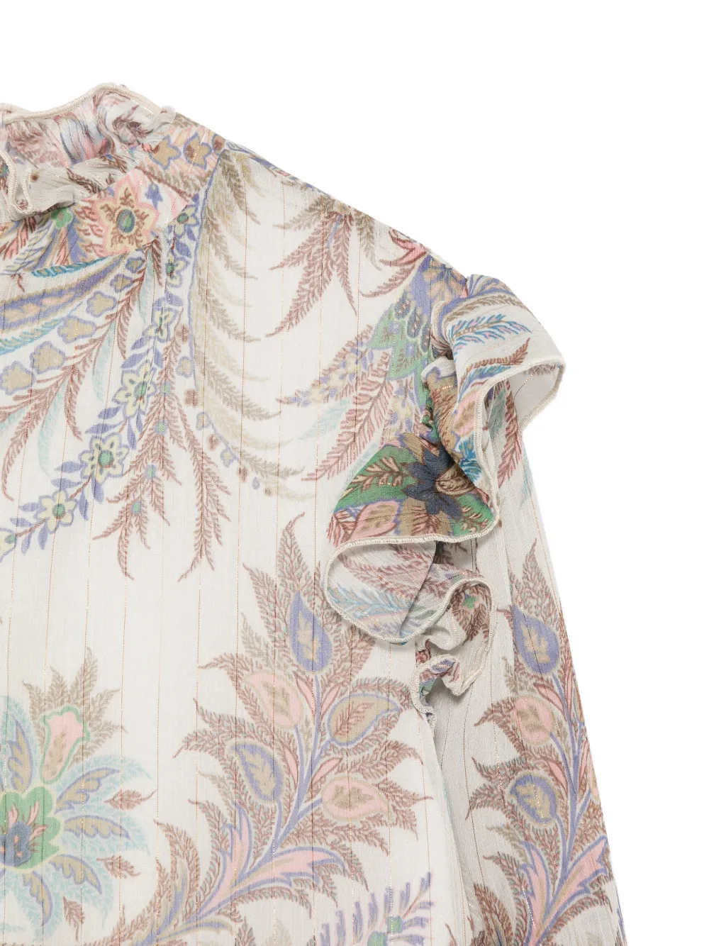 ETRO KIDS Shirt met paisley-print en ruches Beige