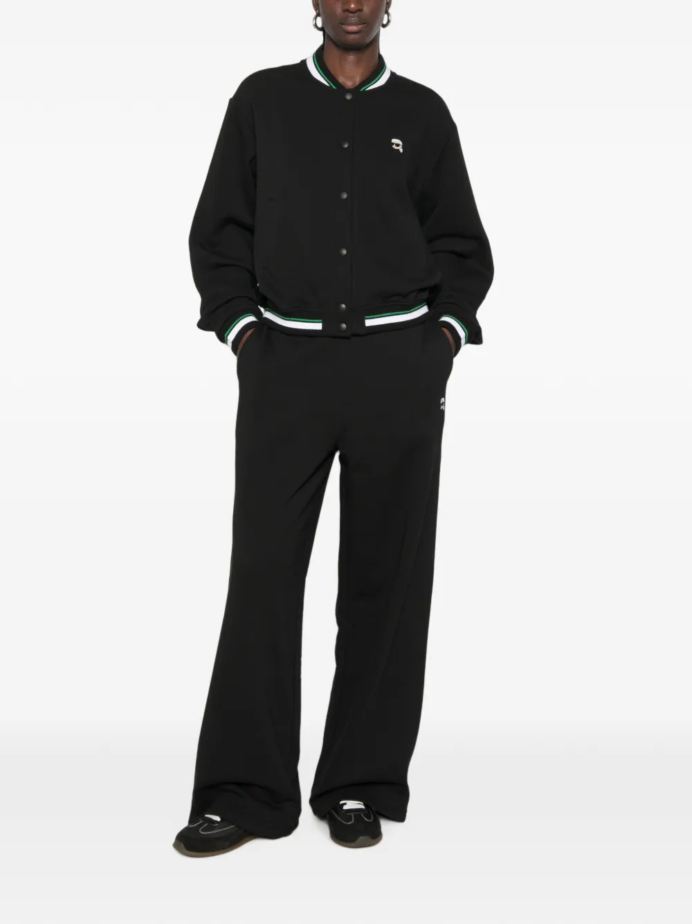 Karl Lagerfeld Bomberjack met gestreepte afwerking Zwart