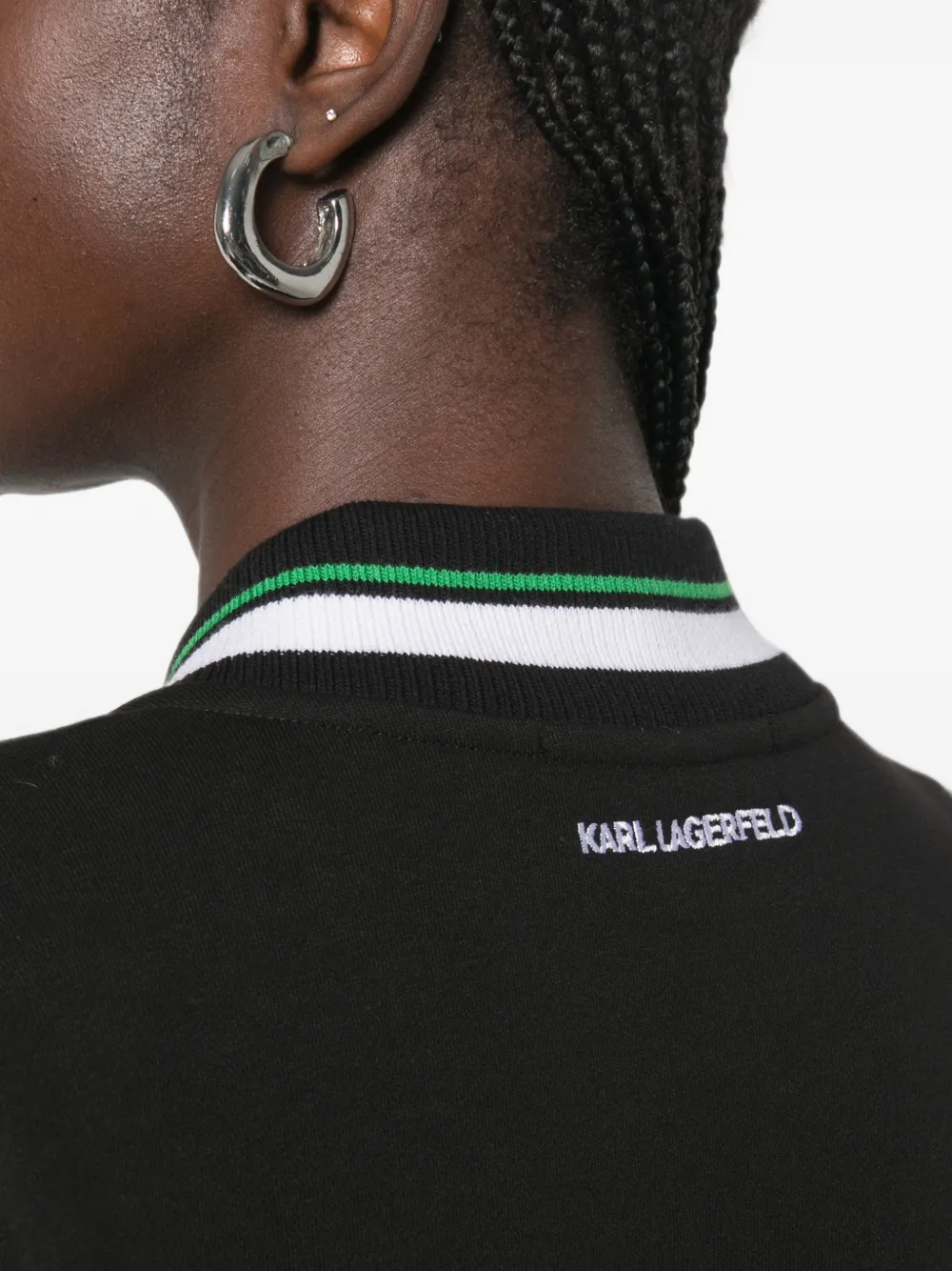 Karl Lagerfeld Bomberjack met gestreepte afwerking Zwart