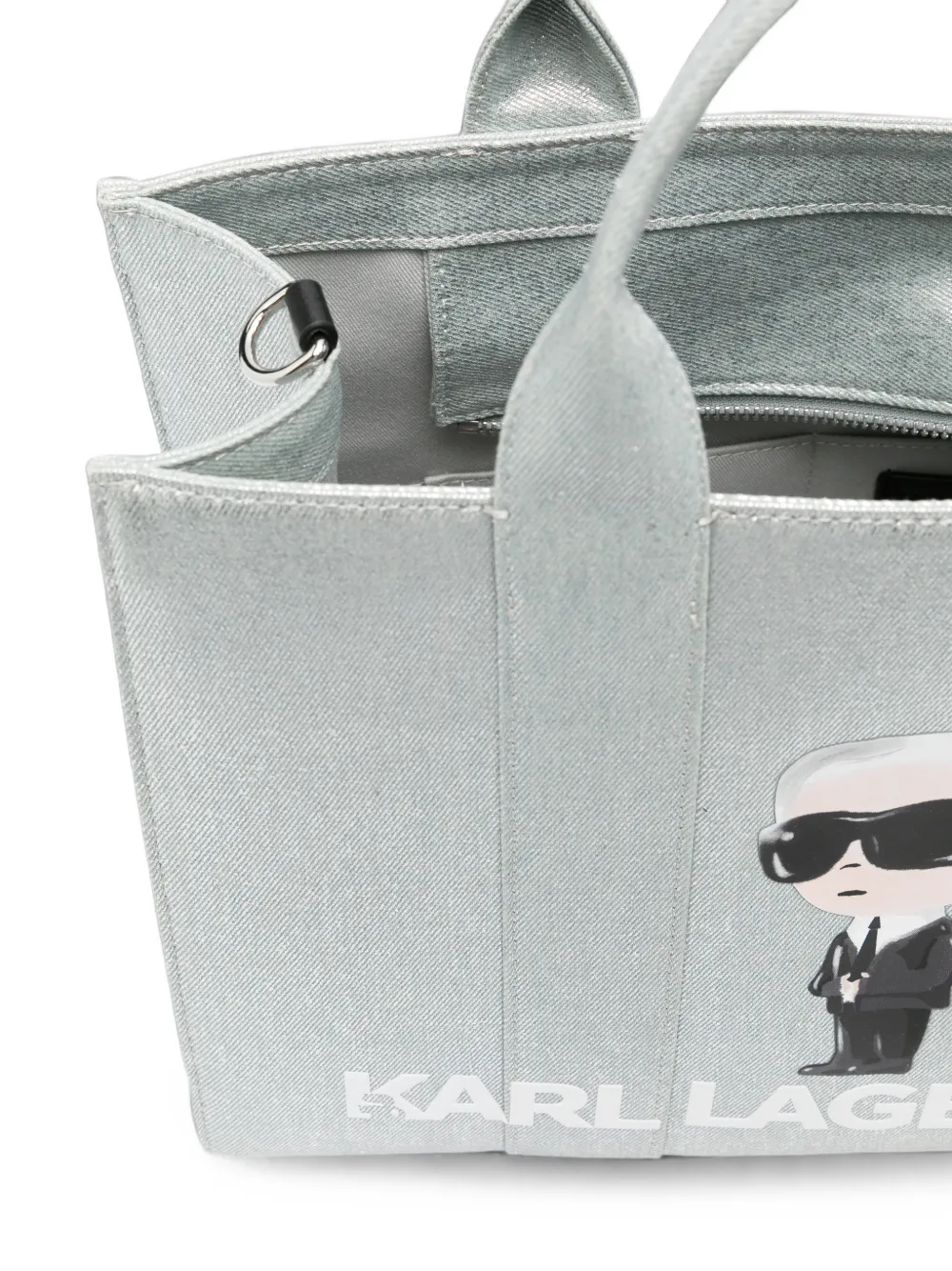 Karl Lagerfeld K Ikonik metallic shopper met logoprint Zilver
