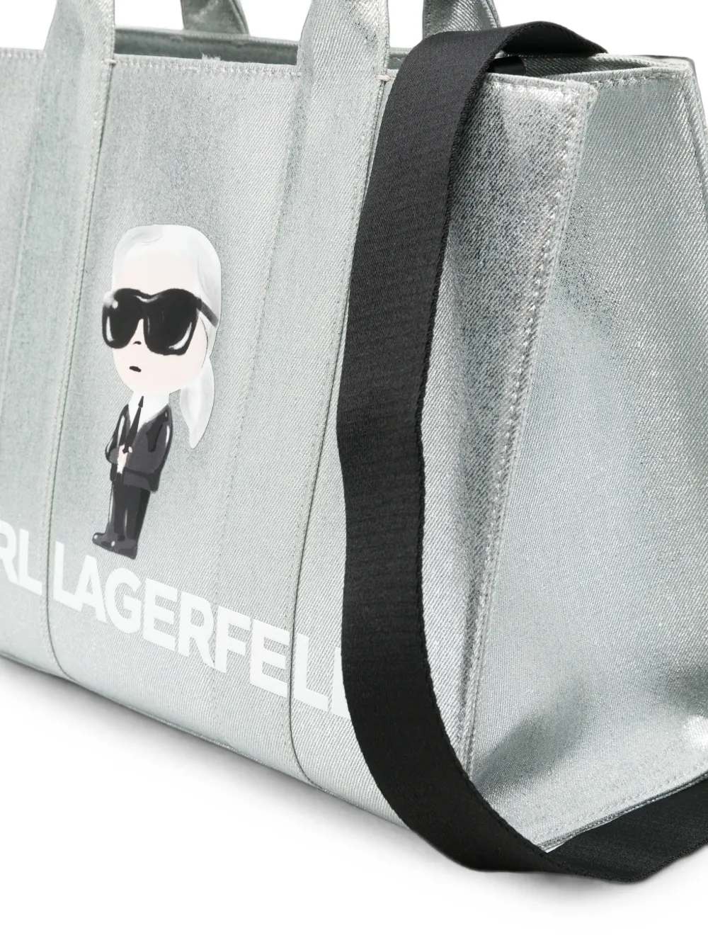 Karl Lagerfeld K Ikonik metallic shopper met logoprint Zilver