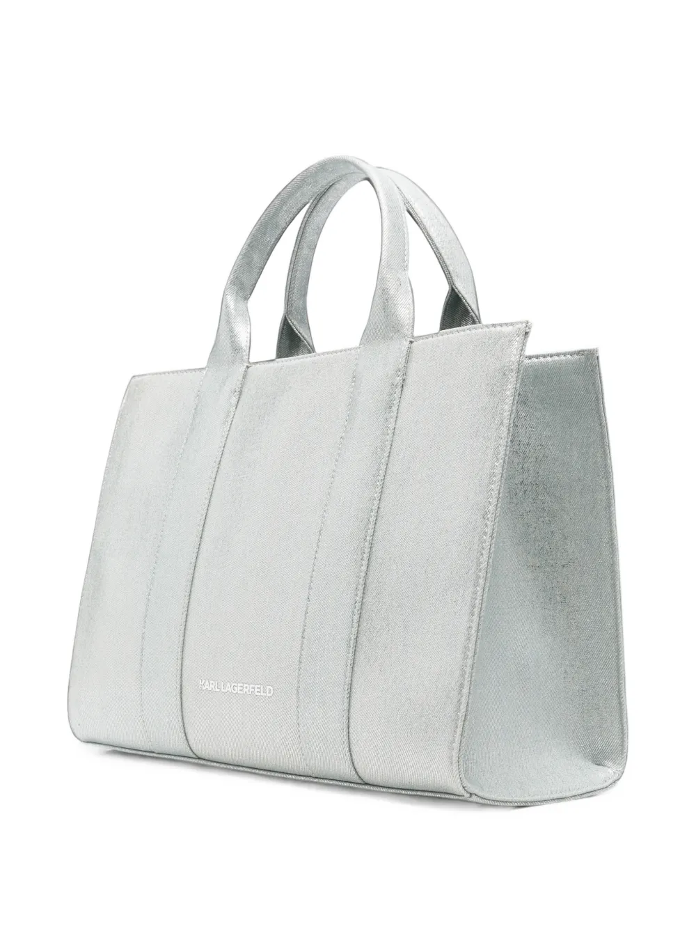 Karl Lagerfeld K Ikonik metallic shopper met logoprint Zilver