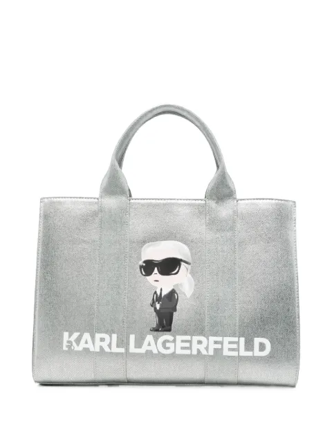 Karl Lagerfeld K/Ikonik metallic logo-print tote bag