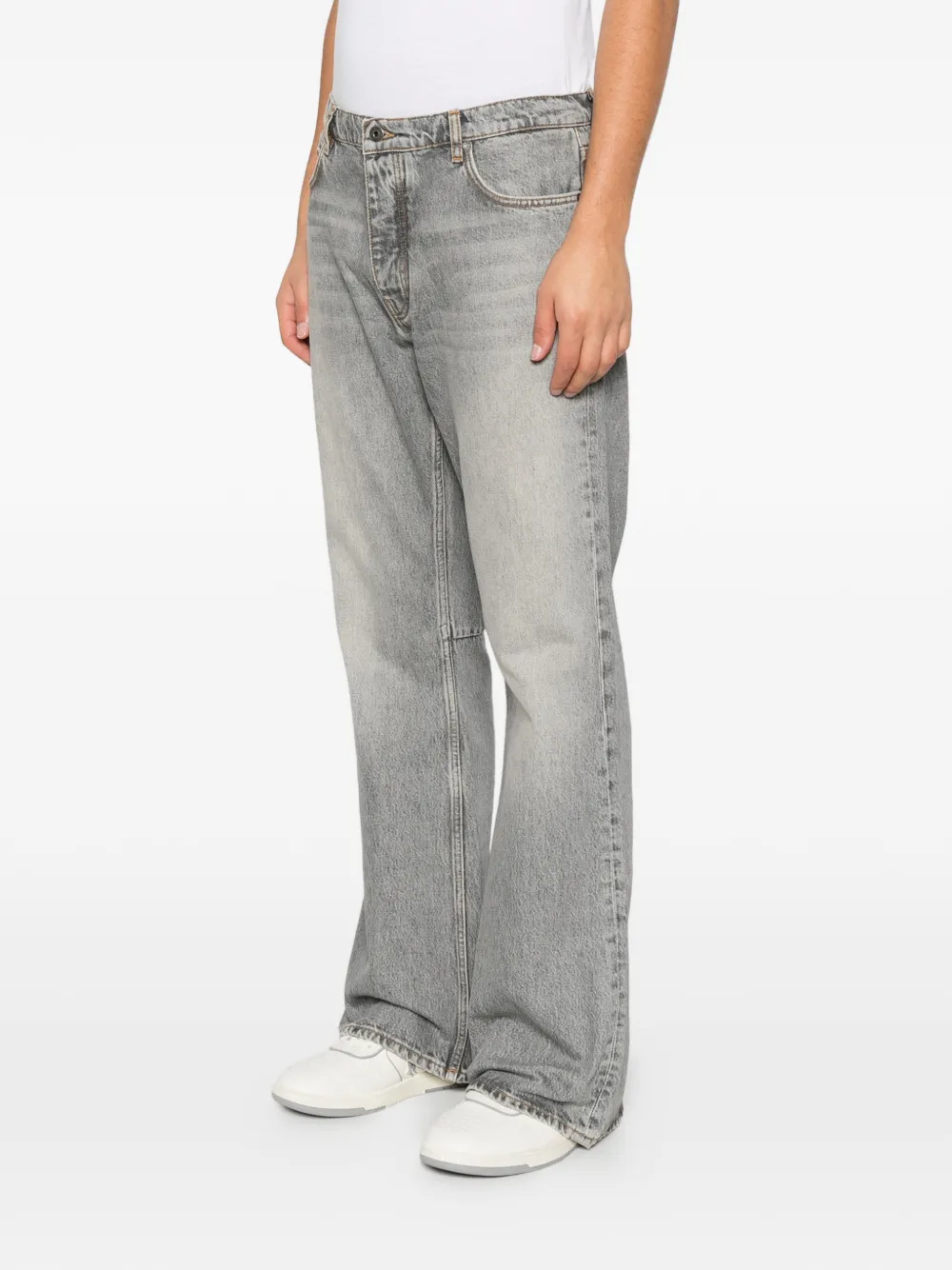Off-White Arrows-embroidered faded-effect jeans Grijs