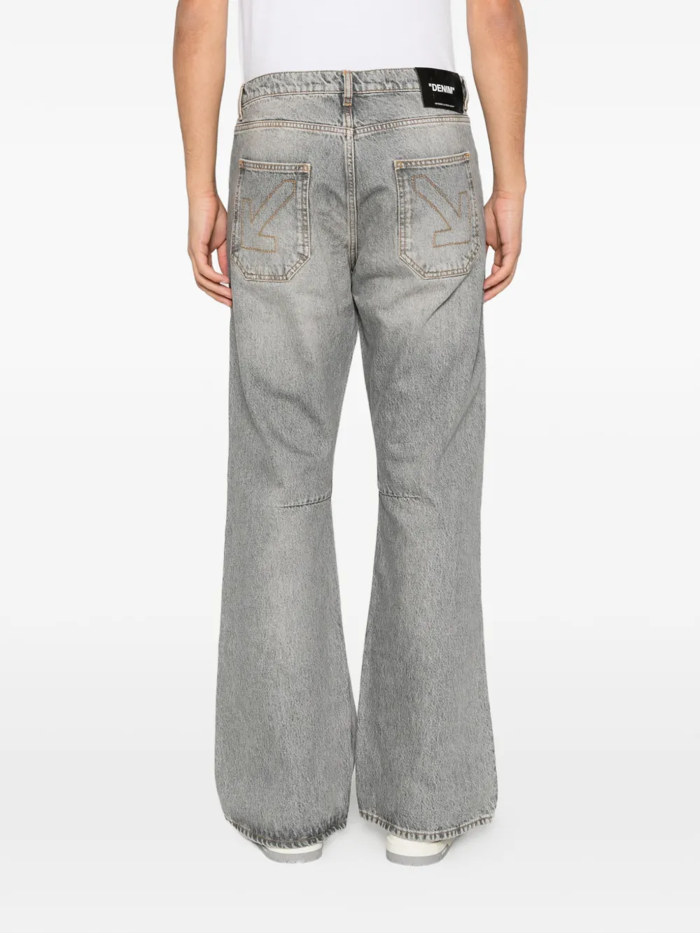 Off-White Arrows-embroidered faded-effect jeans Grijs