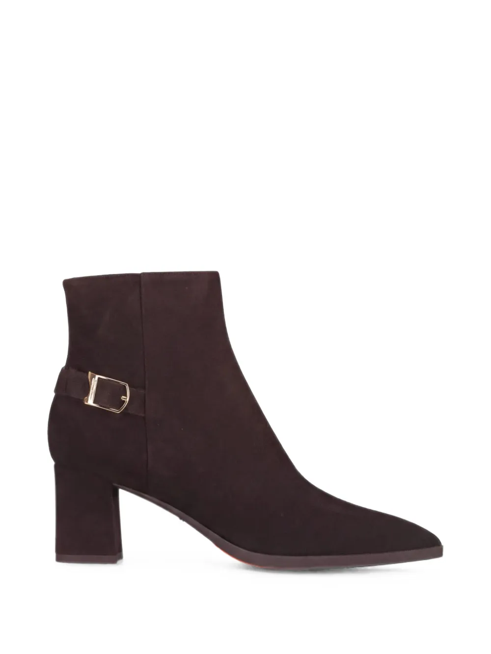Santoni Buckle-detail Pointed-toe Boots In Brown