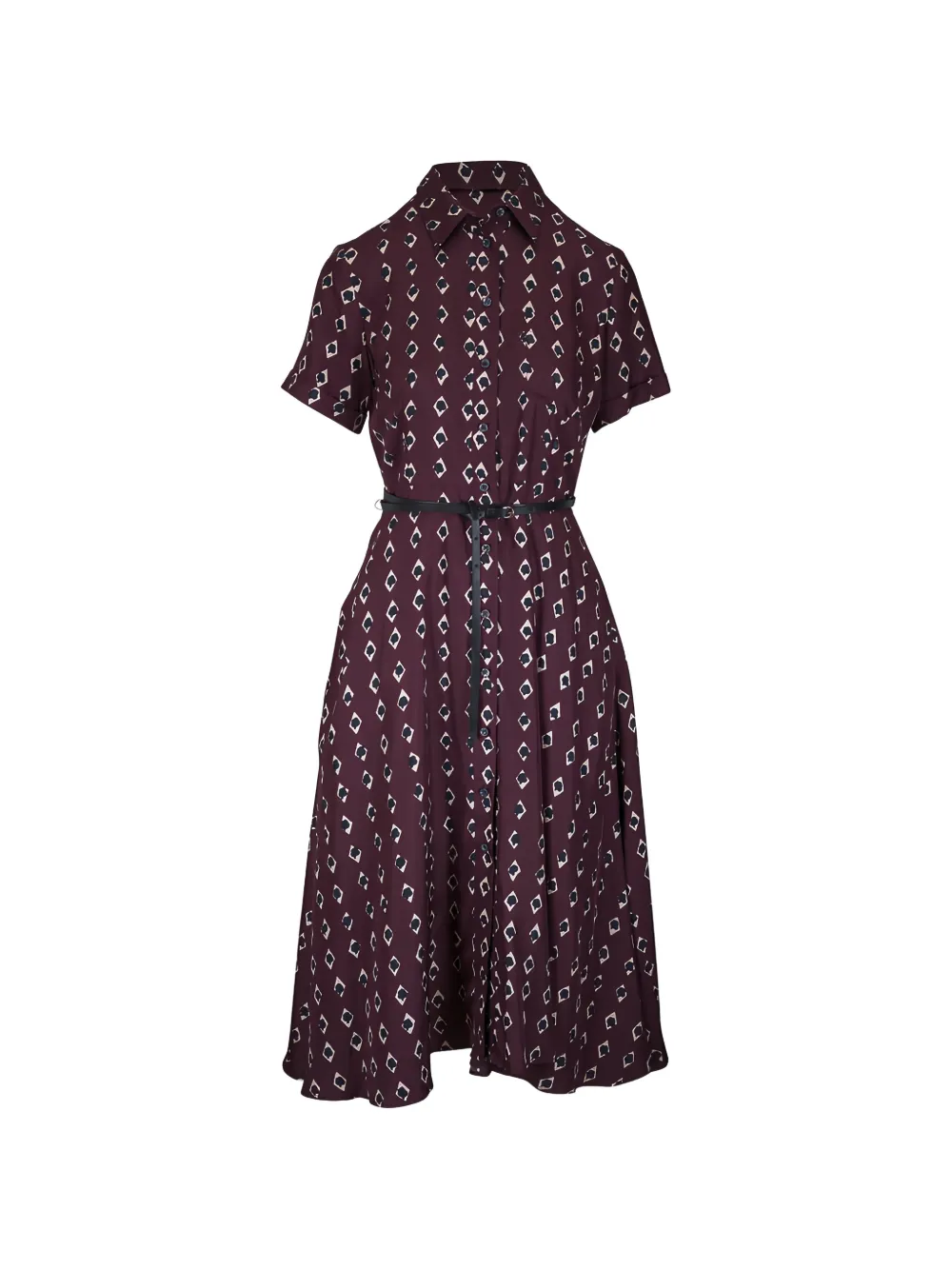Altuzarra geometric-print belted midi dress Paars