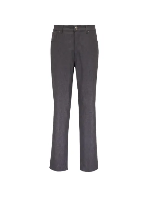 Brunello Cucinelli logo-patch straight-leg wool trousers